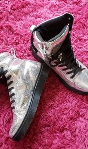 Silver foil snakeskin dr. Martens